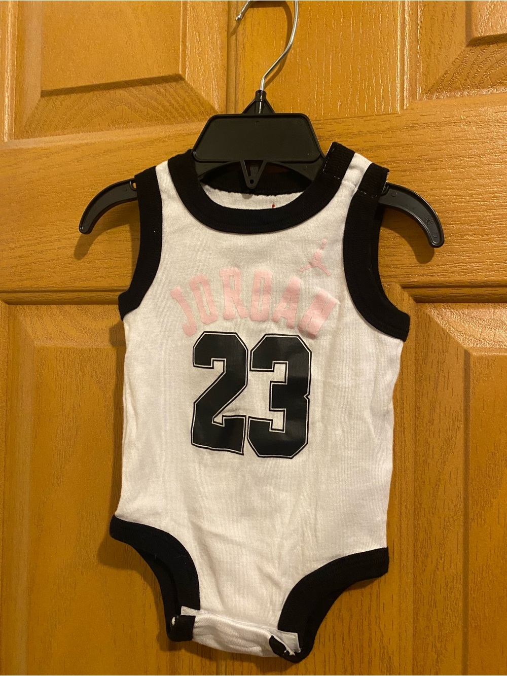 Jordan Infant Sleeveless Bodysuit in White, Black & Light Pink